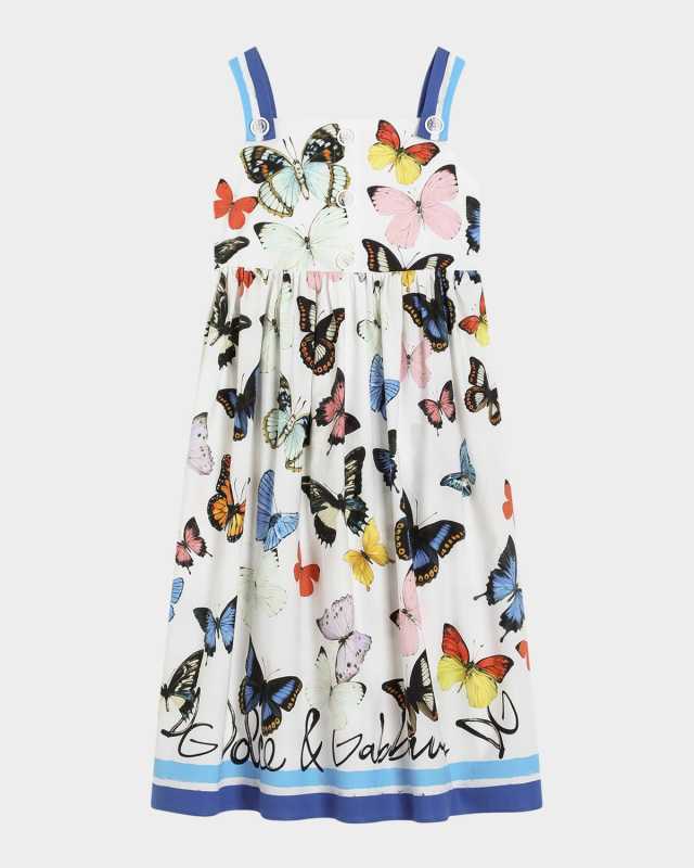 Girl's Multicolor Butterfly Printed Dress, Size 8-